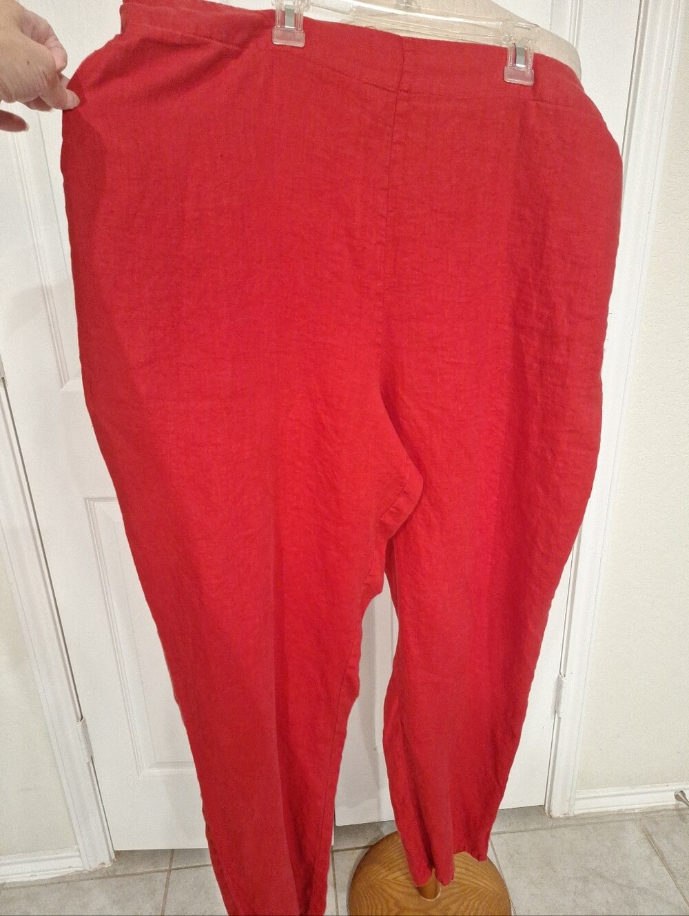 Flax Red Women's Linen Blend Wide Leg Pants Plus Size